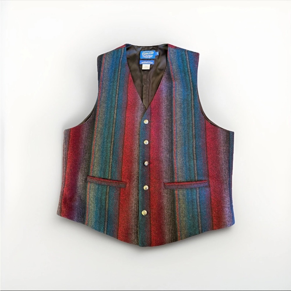 Authentic Vintage Pendleton Virgin Wool Ombré Striped Vest Men’s Size 44